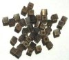 40 4mm Smoke Topaz Fiber Optic Cat Eye Cube Beads